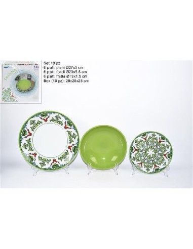 Set piatti in ceramica maioliche colore verde 18 pezzi| Sindy Arredo