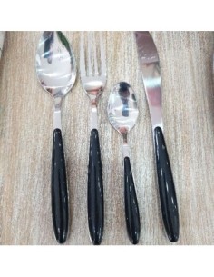 Set 24 posate in acciaio con manici neri 09216