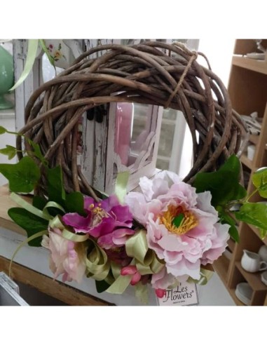 Ghirlanda in rattan con decoro floreale Les Flowers | Sindy Arredo