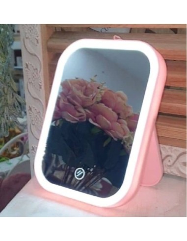 Specchio da trucco luce led rosa a batteria-Sindy Arredo