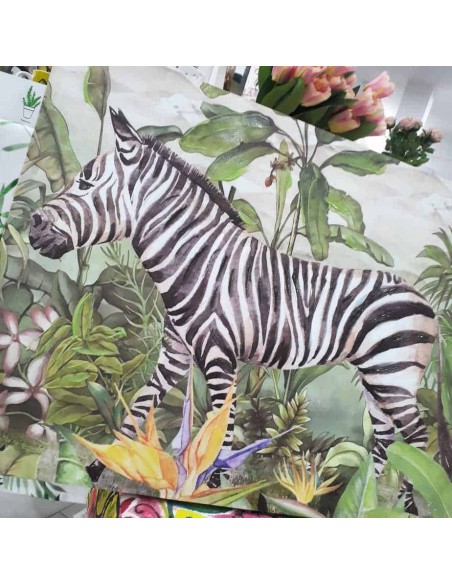 Quadro shabby shic zebra con dettagli in rilievo nella jungla