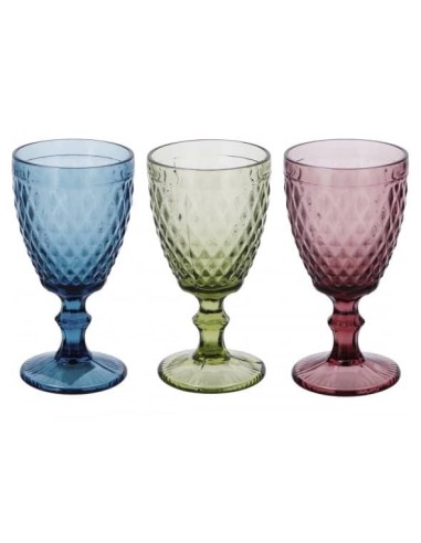 Set da 6 Calice Acqua in Vetro Assortiti 3 Colori 69210 - Sindy Arredo