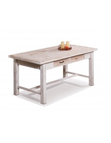 Tavolo in legno con 2 cassetti stile shabby shic 60183 -Sindy Arredo