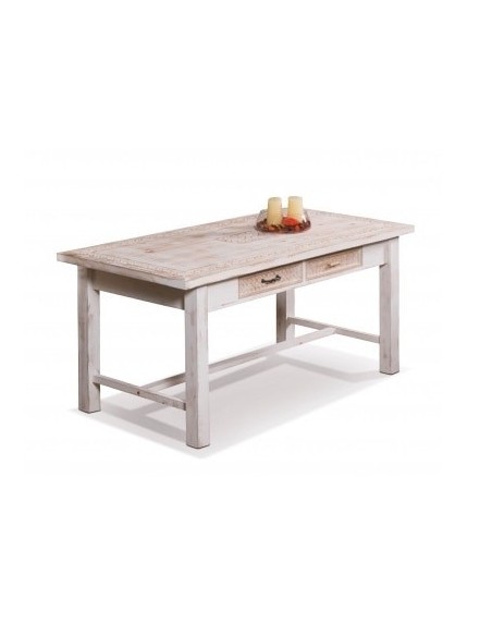 Tavolo in legno con 2 cassetti stile shabby shic 60183 -Sindy Arredo