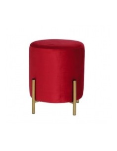 Pouf in Velluto Rotondo "Cesl" Bordeaux Gambe in Ferro - Sindy Arredo