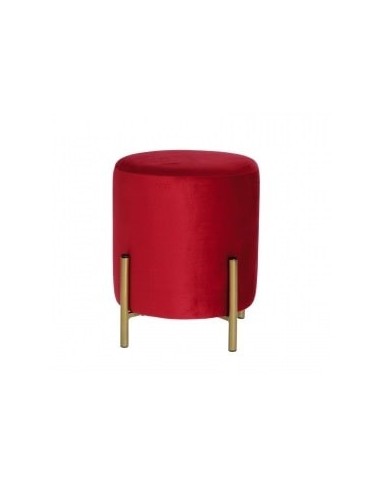 Pouf in Velluto Rotondo "Cesl" Bordeaux Gambe in Ferro - Sindy Arredo