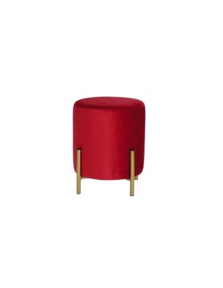 Pouf in Velluto Rotondo "Cesl" Bordeaux Gambe in Ferro - Sindy Arredo