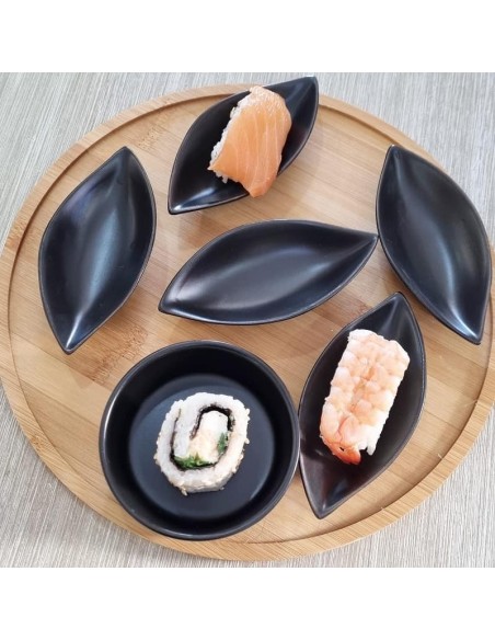 Set da Sushi 6 ciotole in ceramica + vassoio in bamboo - Sindy Arredo