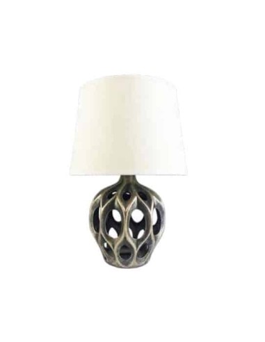 Lampada da tavolo glam chic ceramica bronzo traforata APU066