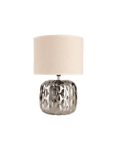 Lampada Glam Chic da tavolo bombata ceramica argento APU848