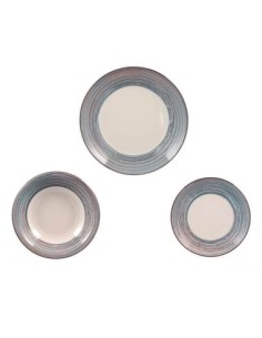 Set piatti in ceramica 18 pezzi piano fondo frutta blu bianco