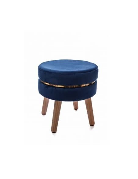 Sgabello in velluto "Cirls" blu con gambe in legno 72724 - Sindy Arredo