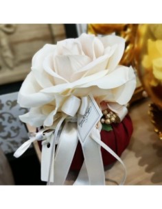 Pouff Profumato Bordeaux con Rosa e Rametti Artificiali