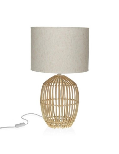 Lampada da terra lino rattan e bianco 20840082