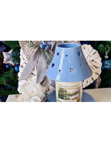 Paralume e Piattino Ceramica Traforata Azzurra con Giara Yankee Candle