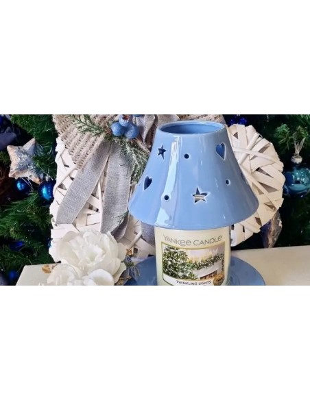 Paralume e Piattino Ceramica Traforata Azzurra con Giara Yankee Candle