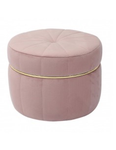 Pouf in velluto "Dollot"-rosa-diam. cm. 51 x h. cm. 38 74366
