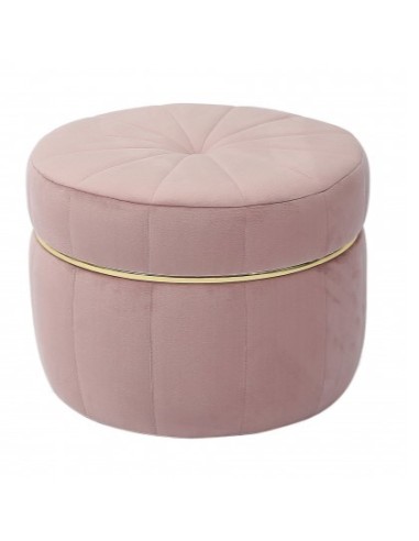 Pouf in velluto "Dollot"-rosa-diam. cm. 51 x h. cm. 38 74366