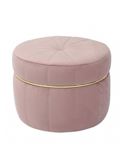 Pouf in velluto "Dollot"-rosa-diam. cm. 51 x h. cm. 38 74366