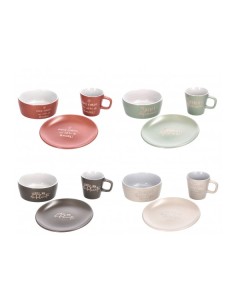 Servizio da colazione in ceramica "Vill"-ass. 4 colori