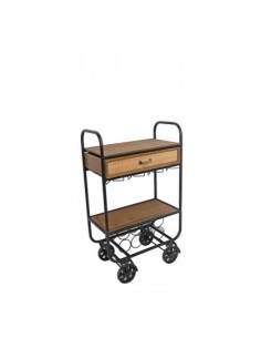 Carrello bar in ferro e legno con 1 cassetto-cm. 64 x 36,5 x h. cm. 10