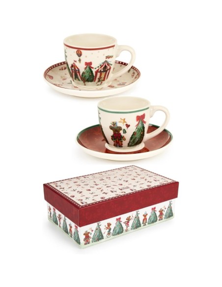 Set 2 Tazzine natalizie Nuvole di stoffa in porcellana Bear BGQ240813