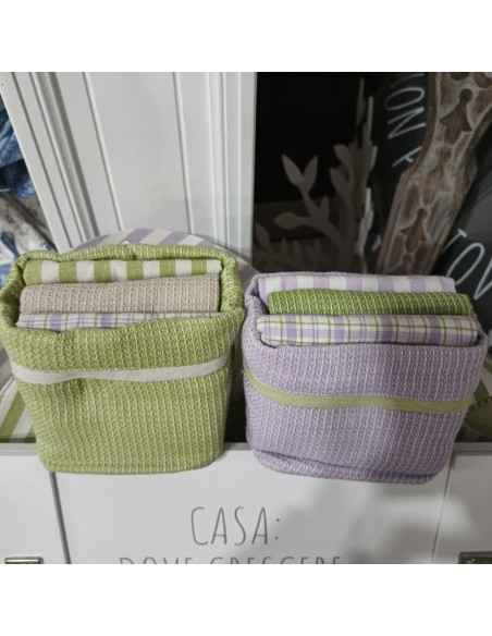 Set cestino con strofinacci Nuvole di Stoffa NUV20637 Set cestino con strofinacci Nuvole di Stoffa NUV20637