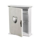 Porta chiavi da parete in legno shabby shic bianco con cuore 678196