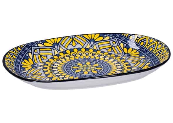 Piattino in ceramica ovale decoro caleidoscopio Eva - Sindy Arredo