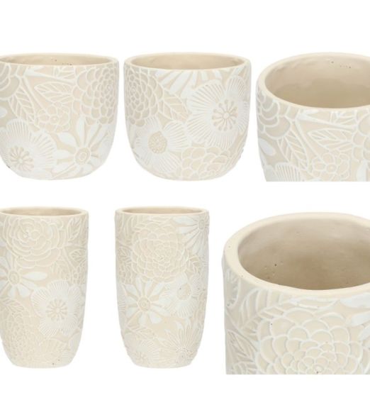 Rituali Domestici Cachepot ceramica bianca decoro floreale