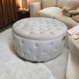 Pouf contenitore elegante beige in velluto